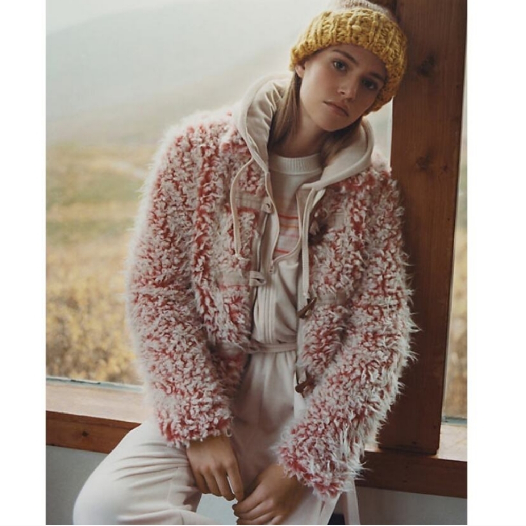 Anthropologie Brenna Faux Fur Coat Size S Pink